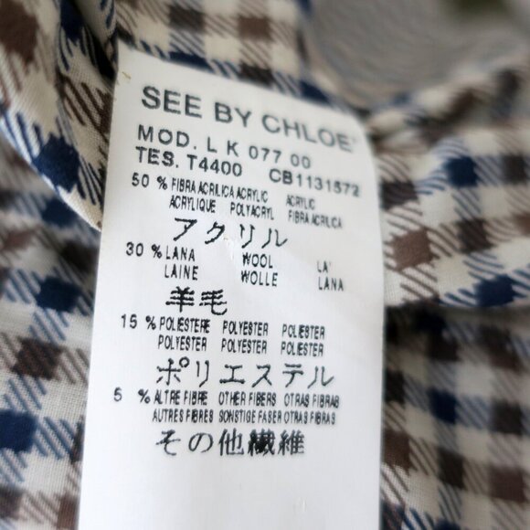 See by Chloe Wool Military Green Utility Jacket Coat Wool Blend Women's 4/6 - Picture 4 of 5